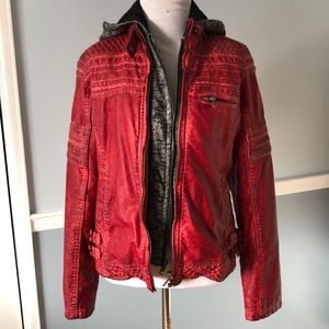 Red Faux Leather Jacket